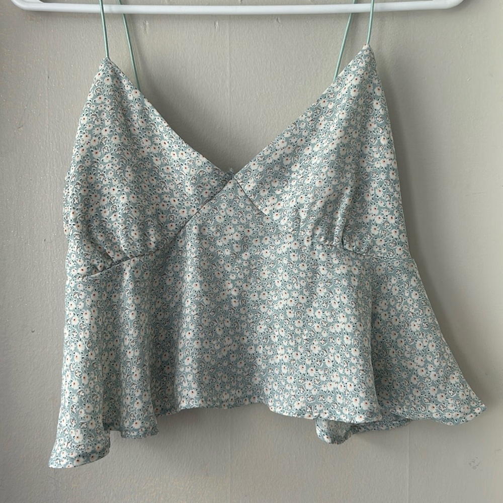 Blue floral flowy tank top. Active USA size S.